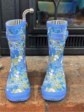 Joules Welly Blue Floral Rain Boots
